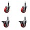 Service Caster 3.5'' Red Poly Wheel Swivel 3/4'' Expanding Stem Caster Set 2 Brakes, 4PK SCC-EX20S3514-PPUB-RED-2-PLB-2-34 - alternate 1